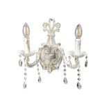 Επιτοίχιο φωτιστικό μεταλλικό 2 φώτα σε απόχρωση μπεζ πατίνα με κρύσταλλα