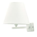 Επιτοίχιο φωτιστικό από μέταλλο σε λευκή απόχρωση και υφασμάτινο καπέλο (43365-Λευκό)