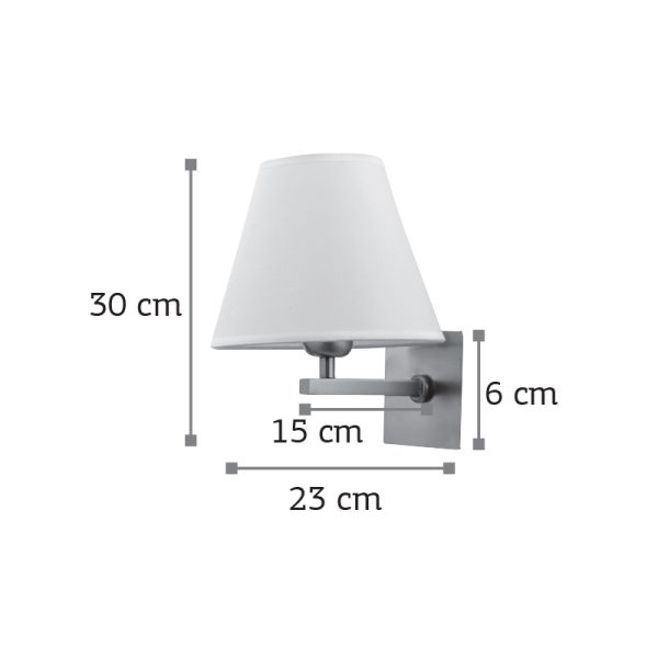 Επιτοίχιο φωτιστικό από μέταλλο σε νίκελ ματ απόχρωση και υφασμάτινο καπέλο (43365-Νίκελ Ματ) - Image 2
