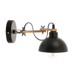 Επιτοίχιο φωτιστικό μεταλλικό σε μαύρο χρώμα με διπλό ξύλινο βραχίονα