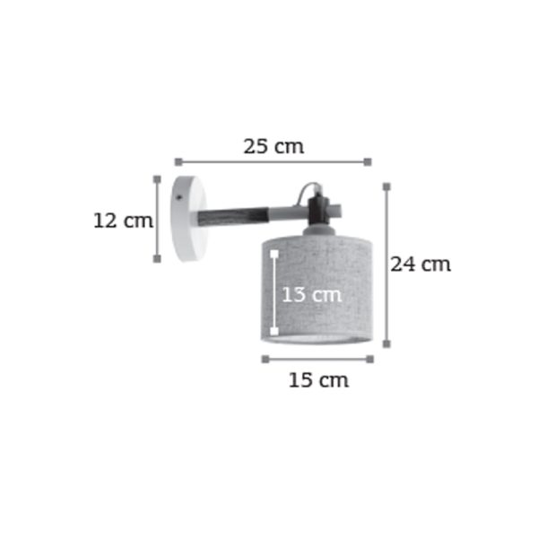 Επιτοίχιο φωτιστικό μεταλλικό σε μαύρο χρώμα με ξύλο και υφασμάτινο καπέλο - Image 2