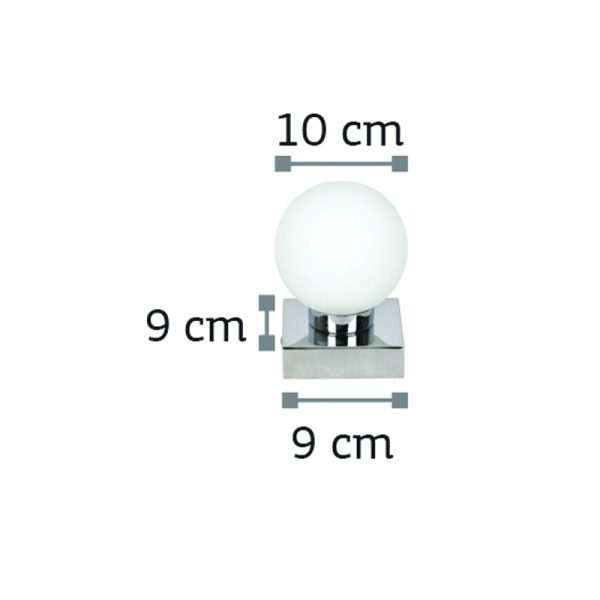 Επιτοίχιο φωτιστικό από χρώμιο μέταλλο και λευκή οπαλίνα (43420-1Φ-Χρώμιο) - Image 2