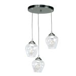 Κρεμαστό φωτιστικό από νίκελ ματ μέταλλο και διάφανο γυαλί (4474-3Φ-Νίκελ Ματ με Διάφανο)