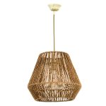 Κρεμαστό φωτιστικό μονόφωτο από σχοινί 32cm σε φυσικό χρώμα