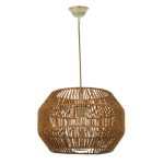 Κρεμαστό φωτιστικό μονόφωτο από σχοινί 35cm σε φυσικό χρώμα