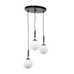 Κρεμαστό φωτιστικό από μαύρο μέταλλο και λευκή οπαλίνα (4514-3Φ-Μαύρο)