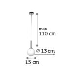 Κρεμαστό φωτιστικό από χρώμιο μέταλλο και λευκή οπαλίνα (4515-1Φ-Χρώμιο) - Image 3