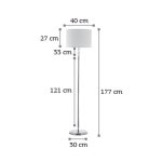 Επιδαπέδιο φωτιστικό από χρώμιο μέταλλο κρύσταλλο και υφασμάτινο καπέλο (45360-Χρώμιο) - Image 2