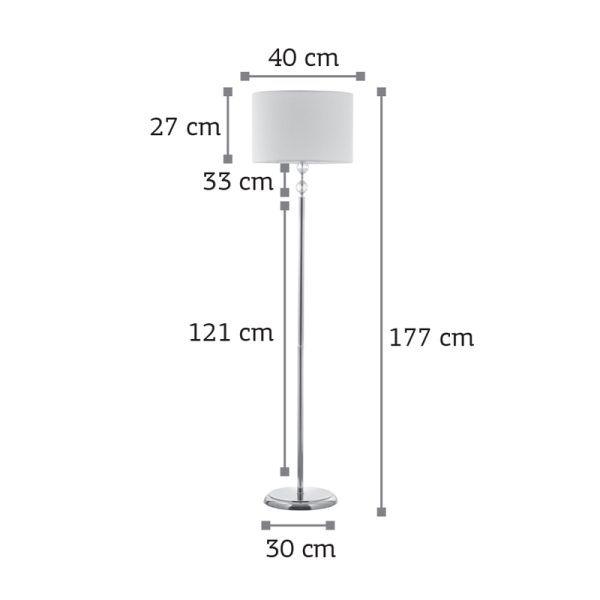 Επιδαπέδιο μεταλλικό φωτιστικό σε χρυσό με κρύσταλλα και υφασμάτινο καπέλο (45360-Χρυσό) - Image 2