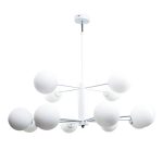 Κρεμαστό φωτιστικό από λευκό μέταλλο και λευκή οπαλίνα 12XG9 D:90cm (5012-12) - Image 2