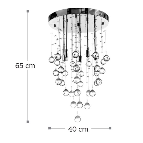 Φωτιστικό οροφής από χρώμιο μέταλλο και διάφανα κρύσταλλα (5201-Β-Χρώμιο) - Image 2