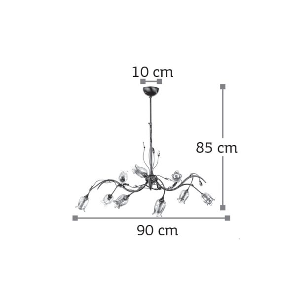 Κρεμαστό φωτιστικό από οξυντέ μέταλλο κρύσταλλα και μελί γυαλί (5224-9Φ-Οξυντέ) - Image 2
