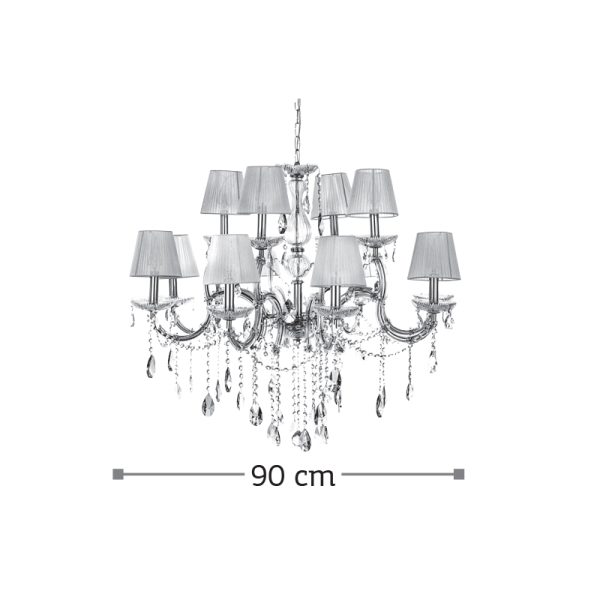 Κρεμαστό φωτιστικό από χρυσό μέταλλο γυαλί και κρύσταλλα (5243-12Φ-Χρυσό) - Image 2