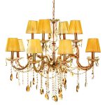 Κρεμαστό φωτιστικό από χρυσό μέταλλο γυαλί και κρύσταλλα (5243-12Φ-Χρυσό)