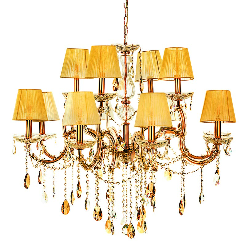 5243-12-XRYSO Κρεμαστό φωτιστικό από χρυσό μέταλλο γυαλί και κρύσταλλα (5243-12Φ-Χρυσό) - Image 1