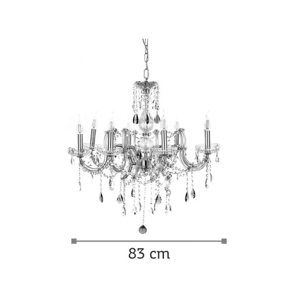 Κρεμαστό φωτιστικό από χρυσό μέταλλο γυαλί και κρύσταλλα (5243-8Φ-Χρυσό) - Image 2