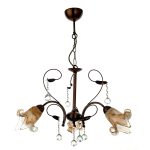 Κρεμαστό φωτιστικό από οξυντέ μέταλλο κρύσταλλα και μελί γυαλί (5300-3Φ-Οξυντέ)