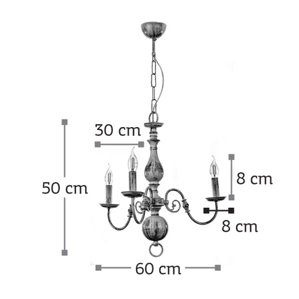 Κρεμαστό φωτιστικό από μέταλλο σε λευκή πατίνα (5311-3Φ-Λευκή Πατίνα) - Image 2