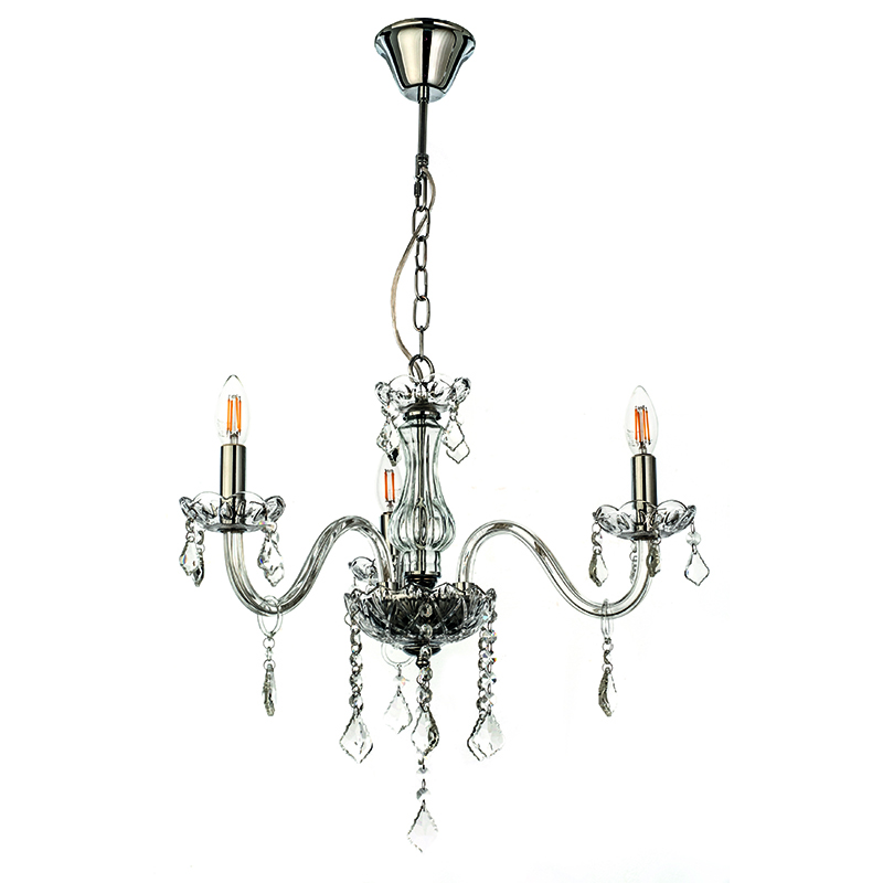 5314-3-DIAFANO Κρεμαστό φωτιστικό από διάφανο γυαλί και κρύσταλλα (5314-3Φ-Διάφανο) - Image 1