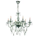 Κρεμαστό φωτιστικό από διάφανο γυαλί και κρύσταλλα (5314-6Φ-Διάφανο)