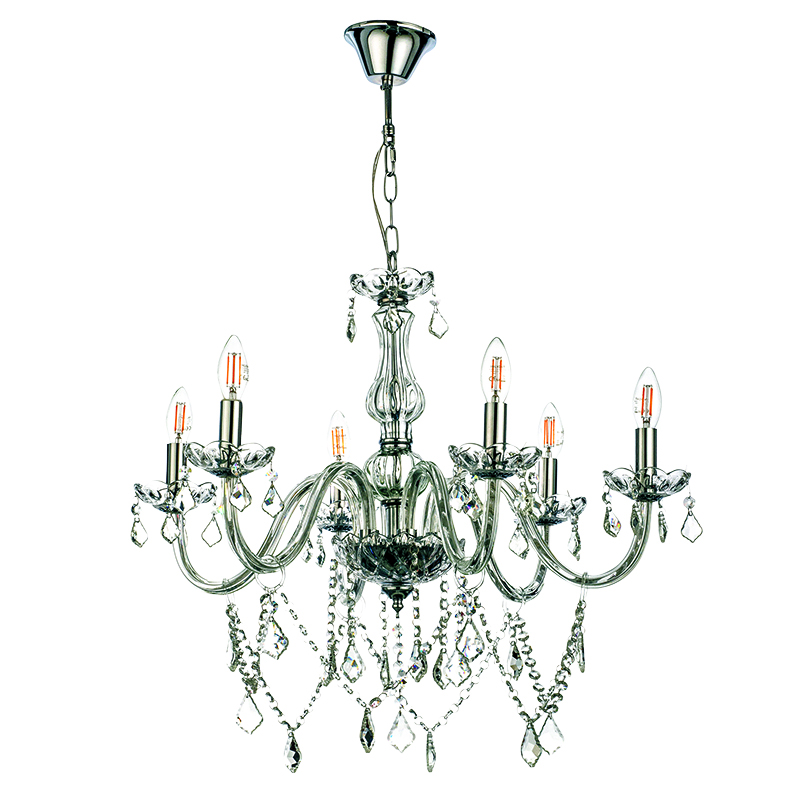 5314-6-DIAFANO Κρεμαστό φωτιστικό από διάφανο γυαλί και κρύσταλλα (5314-6Φ-Διάφανο) - Image 1