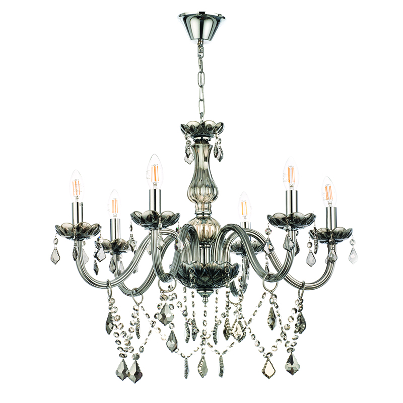 5314-6-FIME Κρεμαστό φωτιστικό από φιμέ γυαλί και κρύσταλλα (5314-6Φ-Φιμέ) - Image 1