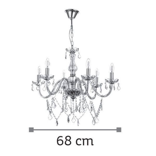 Κρεμαστό φωτιστικό από διάφανο γυαλί και κρύσταλλα (5314-6Φ-Διάφανο) - Image 3