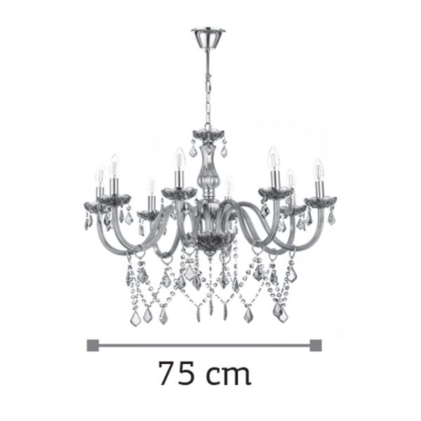 Κρεμαστό φωτιστικό από φιμέ γυαλί και κρύσταλλα (5314-8Φ-Φιμέ) - Image 4