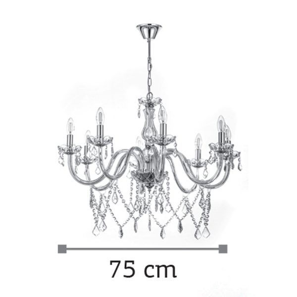 Κρεμαστό φωτιστικό από διάφανο γυαλί και κρύσταλλα (5314-8Φ-Διάφανο) - Image 2