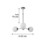 Κρεμαστό φωτιστικό 3 φώτα με μπάλες οπαλ σε απόχρωση χρυσό ματ - Image 3