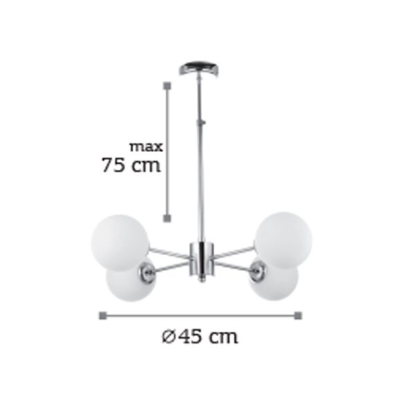 Κρεμαστό φωτιστικό από χρυσό ματ μέταλλο και λευκή οπαλίνα (5316-4) - Image 2