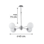 Κρεμαστό φωτιστικό 4 φώτα με μπάλες οπαλ σε απόχρωση χρώμιο - Image 3