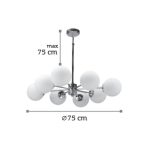 Κρεμαστό φωτιστικό από χρώμιο μέταλλο και λευκή οπαλίνα 8XG9 D:75cm (5321-8) - Image 2