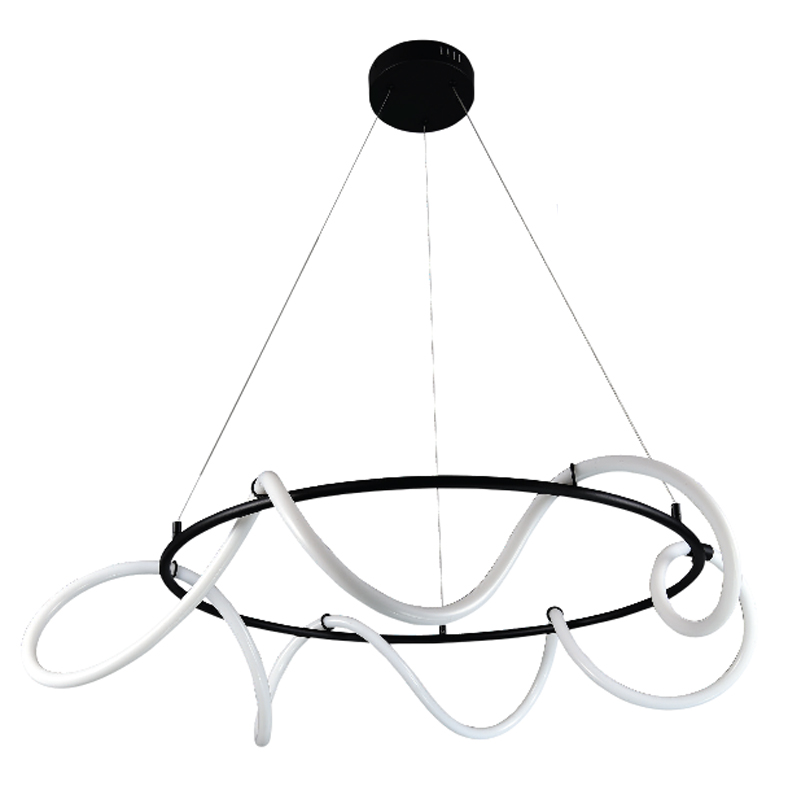 6016-B Κρεμαστό φωτιστικό από μαύρο μέταλλο και σωλήνα σιλικόνης 60cm (6016-Β) - Image 1