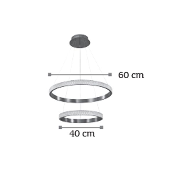 Κρεμαστό φωτιστικό LED 94W από χρώμιο αλουμίνιο και ακρυλικό (6033-A-CH) - Image 3