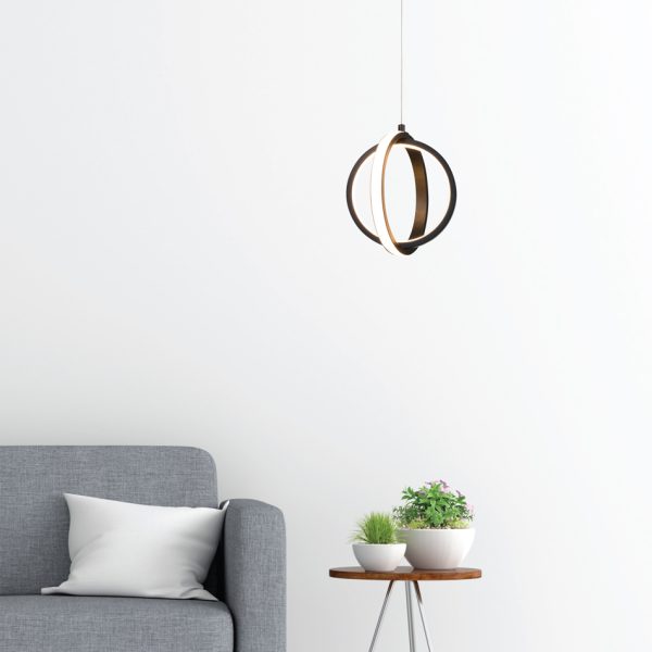 Κρεμαστό φωτιστικό LED 16W 3000K σε μαύρη απόχρωση D:20cm (6057-BL) - Image 2
