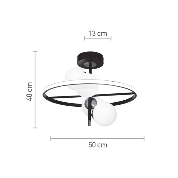 Κρεμαστό φωτιστικό LED 20W 3000K και 4XG9 σε μαύρο και χρυσαφί χρώμα D:50cm (6063) - Image 3