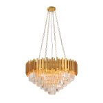 Κρεμαστό φωτιστικό 12Φ χρυσαφί με κρύσταλλα D80cm (6068-12)