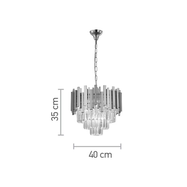 Κρεμαστό φωτιστικό 4Φ χρυσαφί με κρύσταλλα D40cm (6068-4) - Image 2