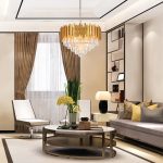 Κρεμαστό φωτιστικό 4Φ χρυσαφί με κρύσταλλα D40cm (6068-4) - Image 3