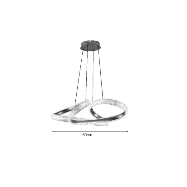 Κρεμαστό φωτιστικό LED 40W 3CCT εναλλαγή χρωμάτων σε χρώμιο D:60cm (6101-Chrome) - Image 2