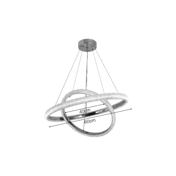 Κρεμαστό φωτιστικό LED 60W 3CCT (by switch on base) σε χρώμιο D:60cm (6102-Chrome) - Image 2
