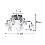 Φωτιστικό οροφής 6 φώτα με κυβάκι γυαλί και κρύσταλλα - Image 2