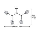 Κρεμαστό φωτιστικό από μαύρο μέταλλο και διάφανο γυαλί 4XE27 D:120cm (6129-4-GL) - Image 2