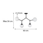 Κρεμαστό φωτιστικό από μαύρο μέταλλο και λευκή οπαλίνα 4XE27 D:60cm (6167-4-NM) - Image 2