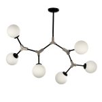 Φωτιστικό οροφής 6 φώτα με οπαλ μπάλες σε μαύρο χρώμα