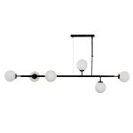 Κρεμαστό φωτιστικό ράγα 6 φώτα με οπαλ μπάλες σε μαύρο χρώμα