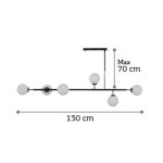 Κρεμαστό φωτιστικό από χρυσαφί μέταλλο και λευκή οπαλίνα 6XG9 D:130cm (6192-GL) - Image 2
