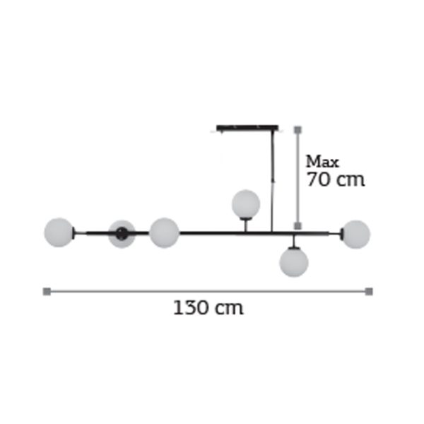 Κρεμαστό φωτιστικό από χρυσαφί μέταλλο και λευκή οπαλίνα 6XG9 D:130cm (6192-GL) - Image 2