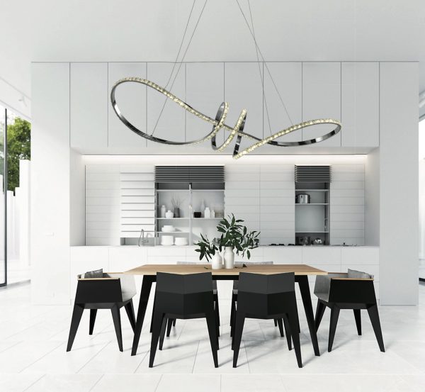 Κρεμαστό φωτιστικό LED 75w κρυστάλλινο σε απόχρωση χρώμιο - Image 4